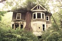 abandoned house - sepia